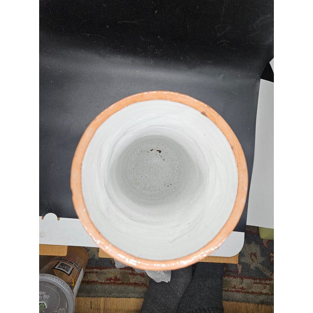 1970s Vintage MCM Majolica Vase Bird and Spring Motif Signed I. Luyo, 1970 1 For Sale - Image 5 of 6