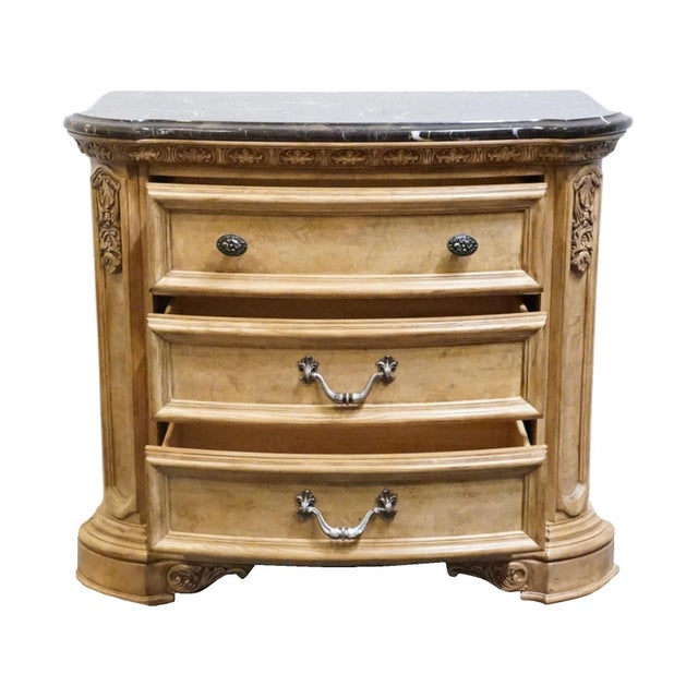 Wood American Drew Rustic European Bleached Ash 37" Three Drawer Nightstand W. Granite Top 121-421 For Sale - Image 7 of 14