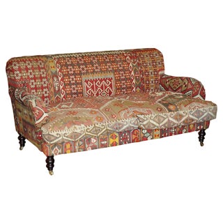 Vintage Kilim Upholstered 3-Seater Sofa from George Smith For Sale