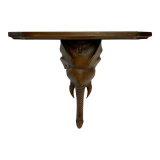 Mid 20th Century Carved Wood Elephant Shelf For Sale