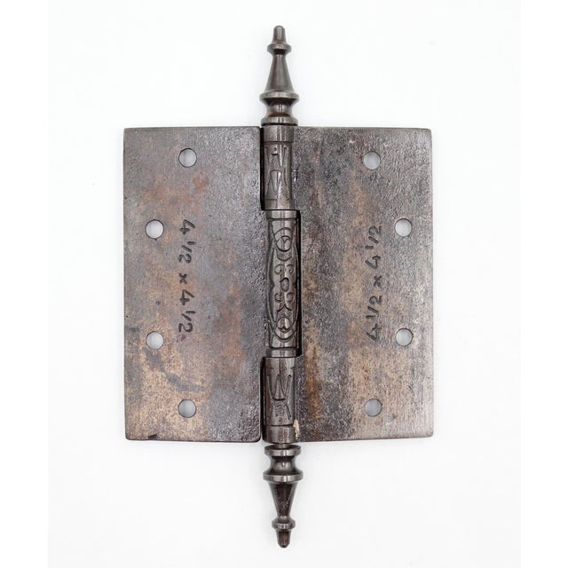 Set of Antique Victorian 4.5 X 4.5 In. Cast Iron Door Hinges For Sale - Image 6 of 6