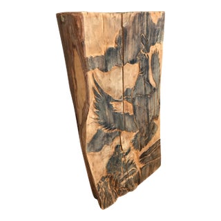 Folk Art Hand Crafted Woodblock Accent For Sale