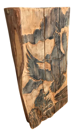 Folk Art Hand Crafted Woodblock Accent