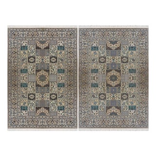 Hand-Knotted Nain Rugs in Wool and Silk, Set of 2 For Sale