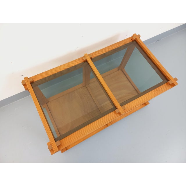 Vintage Rectangular Coffee Table in Pine and Smoked Glass, 1970s For Sale - Image 4 of 16