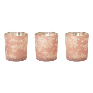 Bird and Floral Print Votive Holder (Set of 3) For Sale