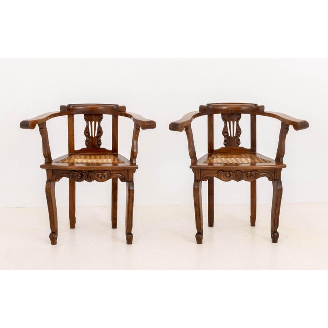 Pair of Lyre Form Back Walnut Tub Chairs For Sale In New York - Image 6 of 11