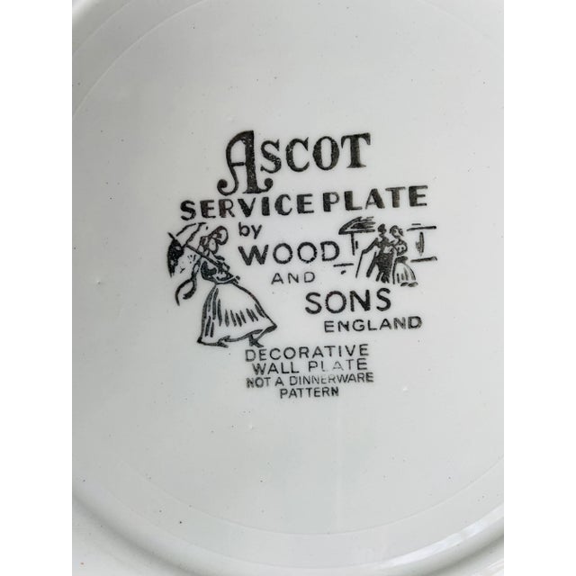 1950s Vintage Ascot Service Plate by Wood and Sons England Decorative Wall Plate For Sale - Image 5 of 6