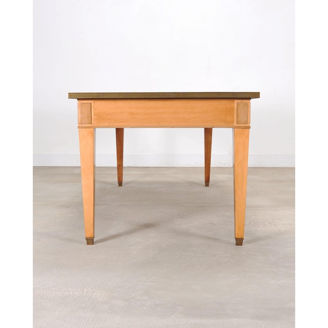 Midcentury French Palladian Fruitwood Library Table Desk 7 Ft For Sale - Image 10 of 18