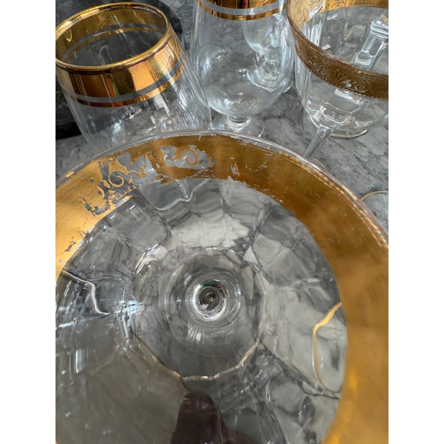 Glass 1960s Gilted Crystal Goblet Set- @32 Pieces For Sale - Image 7 of 10