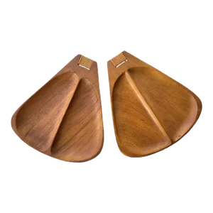 Mid 20th Century Arthur Umanoff Pantalcraft Taverneau Wood Tray Platters, Set of 2