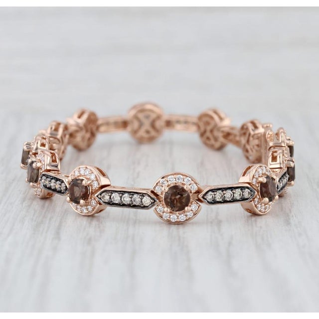 2000 - 2009 Le Vian 4.07ctw Champagne Diamond Quartz Links Bracelet 14k Rose Gold 6.75" 8mm For Sale - Image 5 of 10