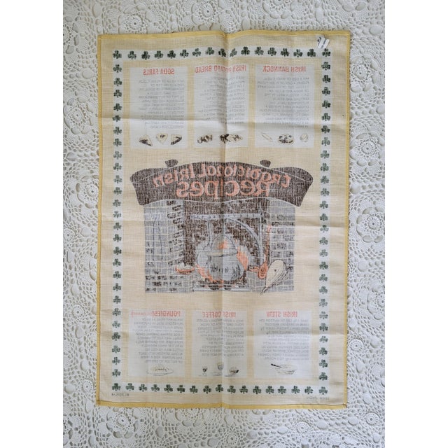 Traditional Irish Recipes tea towel made of Union linen. Starched and never used, it measures 19” x 28 ½”. What a...