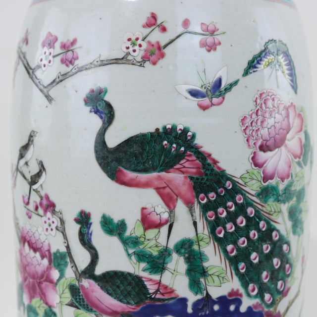 White Chinese Famille Rose Porcelain Palace Vase With Scholar’s Objects For Sale - Image 8 of 12