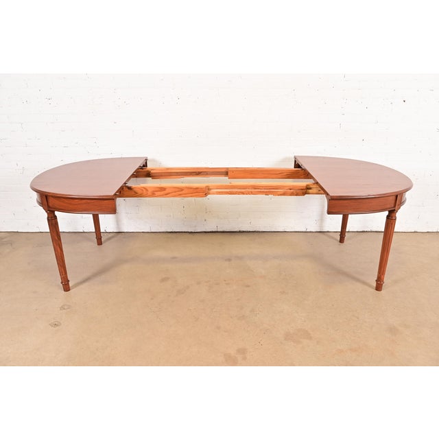 Henredon Style French Regency Louis XVI Teak Extension Dining Table, Newly Refinished For Sale In South Bend - Image 6 of 15