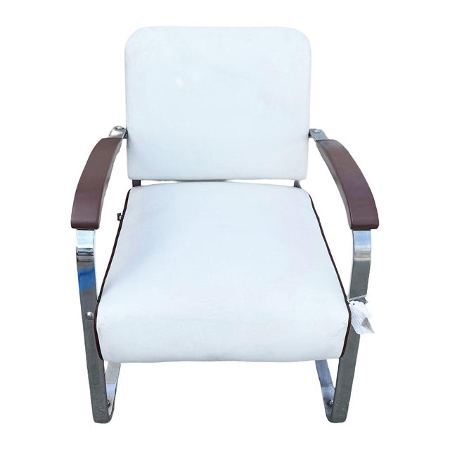 Streamline "Speed" Art Deco Chromed tubular Steel lounge club chair Attributed to Lloyd Manufacturing. The Chair consist...