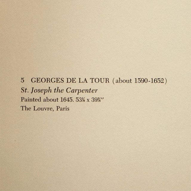 1950s 1955 After Georges De La Tour "St. Joseph the Carpenter", Vintage Full-Color Print For Sale - Image 5 of 8