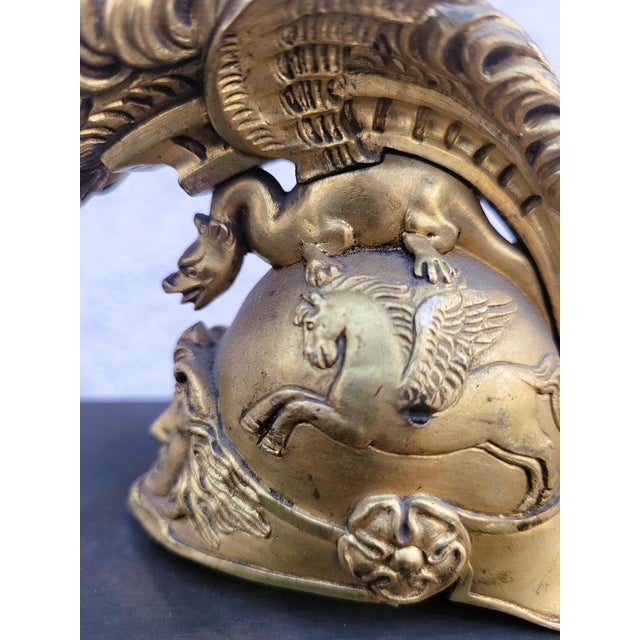 Metal 19th Century Clock with Warrior Helmet in Bronze For Sale - Image 7 of 18