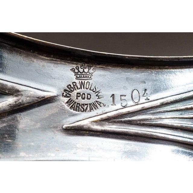 Mid 20th Century Fabr Wolska Pod Warszawa Poland Antique Silver Plate Serving Bowl Dish Tray For Sale - Image 10 of 11