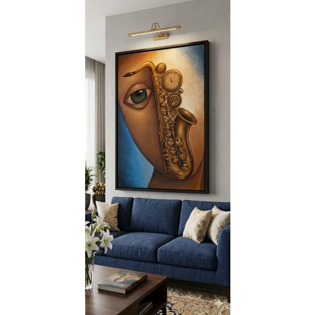 Music and Memory – Original Large Surrealist Ethio-Jazz Canvas Painting by Tsegalidet Tefera For Sale - Image 9 of 10