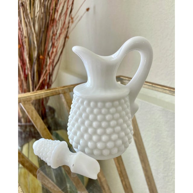 Westmoreland Glass Mid 20th-Century, Pattern #77 American Hobnail Milk Glass Cruet For Sale In Austin - Image 6 of 13