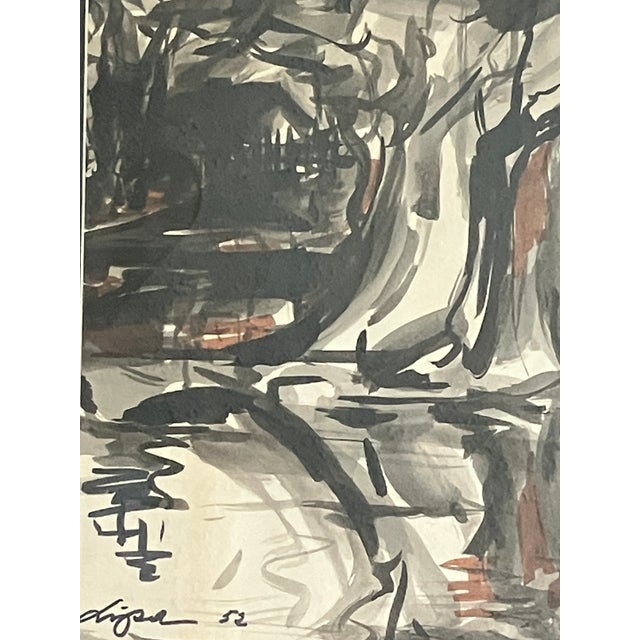 Lipa Drojevic Original Mixed Media on Paper, Framed, Signed, Dated 52 For Sale - Image 4 of 5