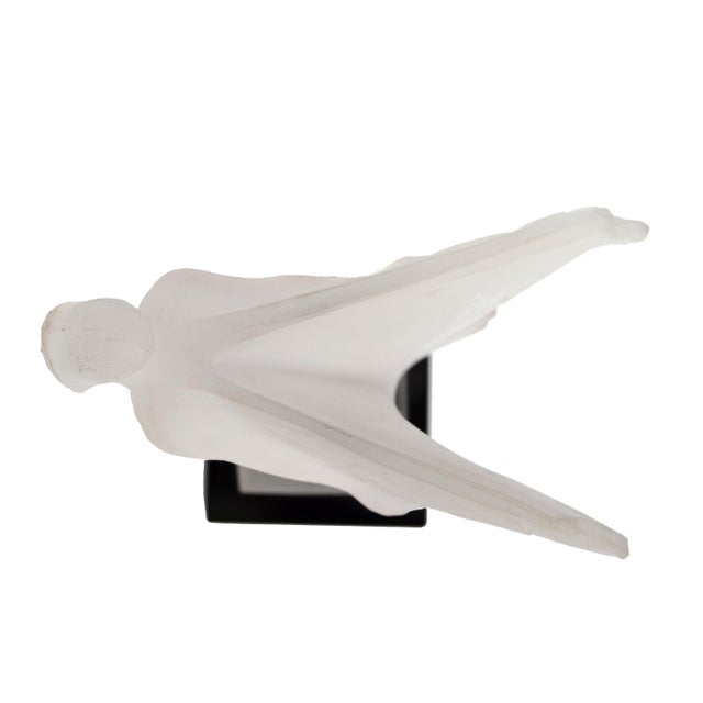 1930s Art Deco René Lalique Style Desna Frosted Glass Figure Fairy Flowing Wings For Sale - Image 10 of 13