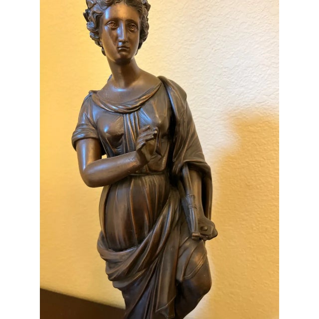 Mid 20th Century Large Neoclassical Allegorical Figure With Tragedy Mask, Bronze-Finished Spelter Sculpture For Sale - Image 15 of 18