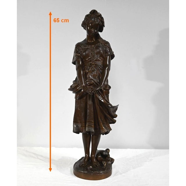 Important brown patina bronze signed on the terrace Jean Baptiste Germain Bronze "La Jeune Fille à la Cruche Cassée",...