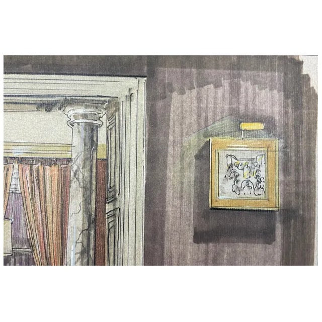 . Hand sketched by Interior Designer, Margaret Wilson . Mixed media on charcoal paper: marker, colored pencil, pen & ink ....