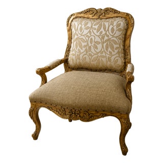 1990s Paul Roberts Louis IV Carved Oak Armchair For Sale