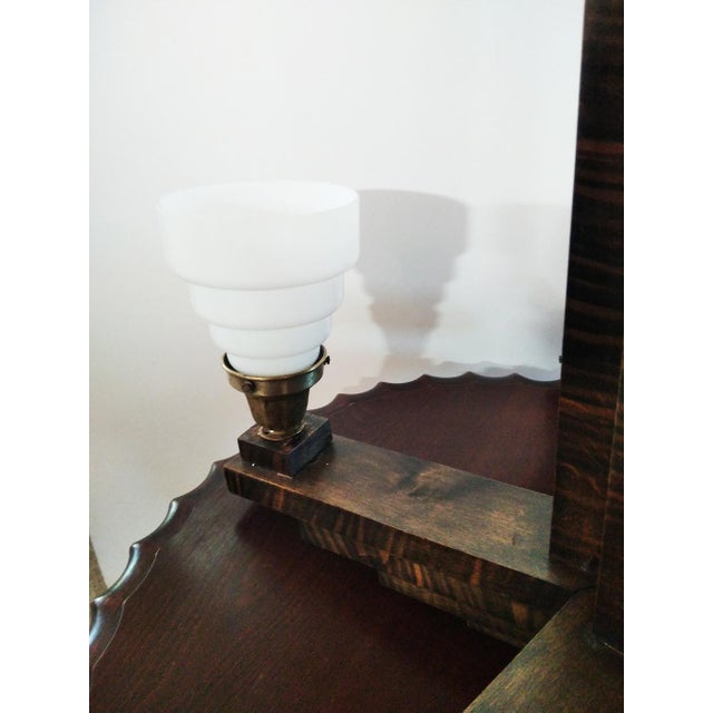 Vintage Art Deco Skyscraper Shaped Lamp in Wood and Opal Glass, 1920s For Sale - Image 13 of 18