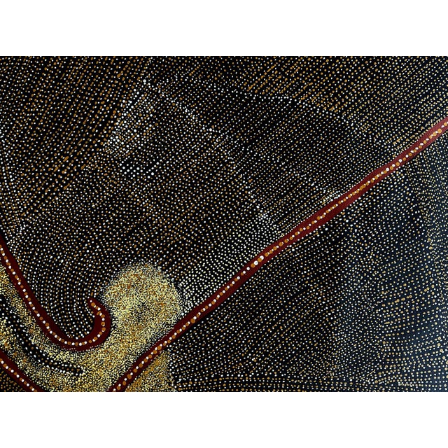 Brown Rare Very Large Australian Aboriginal Painting by Kathleen Petyarre For Sale - Image 8 of 17