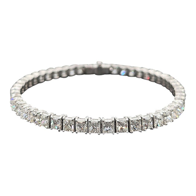 10.11 Ct Princess Cut Diamond Tennis Bracelet For Sale