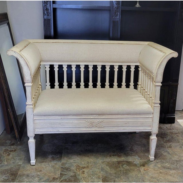 Wood Theodore Alexander French Provincial Painted Wraparound Settee For Sale - Image 7 of 8