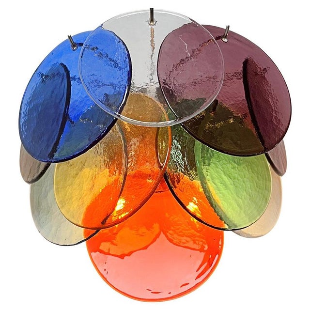 1970s Vintage Disc Sconces in Multi-Color Murano Glass, 1970s, Set of 4 For Sale - Image 5 of 15