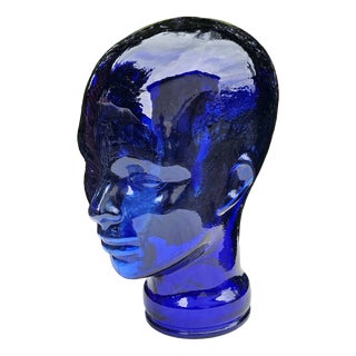 German Navy Blue Glass Head, 1970s For Sale