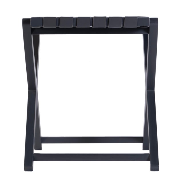 2020s Cipriani 24 in. W Rectangular Leather & Wood Luggage Rack, Gray For Sale - Image 5 of 7