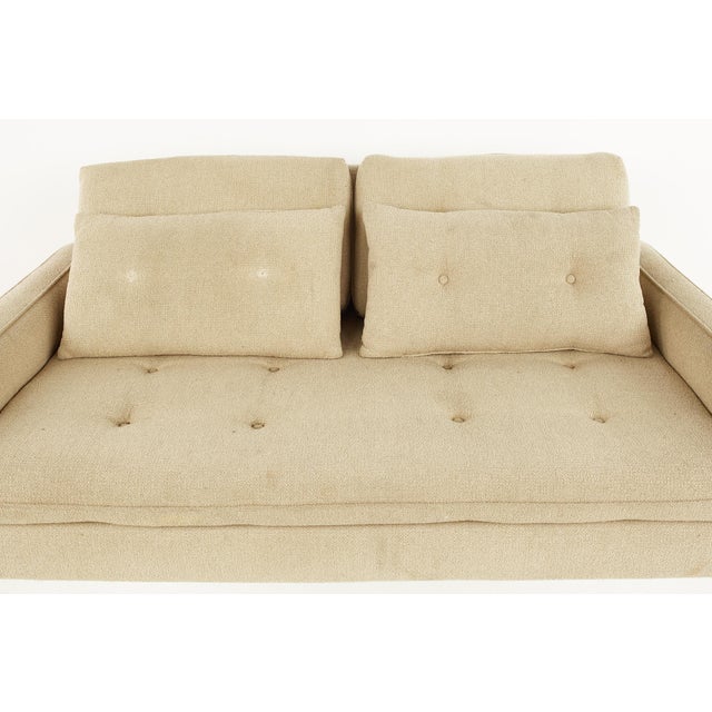 Beige Milo Baughman Style Mid Century Chrome Base Settee Sofa For Sale - Image 8 of 10