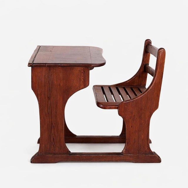 Antique Pine School Desk with Attached Bench For Sale - Image 10 of 10