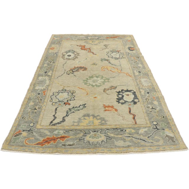 Contemporary Turkish Oushak Rug - 04'10 X 07'03 For Sale - Image 3 of 9
