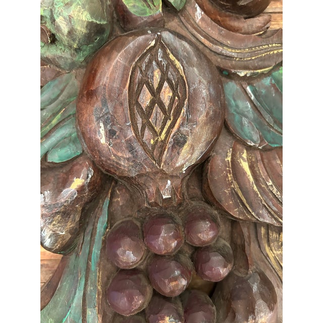 Hand Carved Wooden Vintage Wall Swags Art Sculpture -a Pair For Sale - Image 4 of 10
