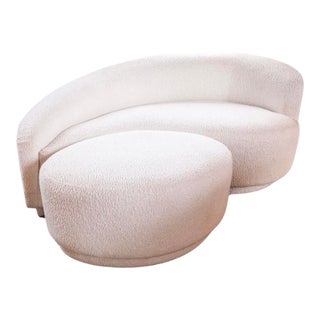 1980s Comma Sofa and Ottoman, in the Style of Vladimir Kagan For Sale
