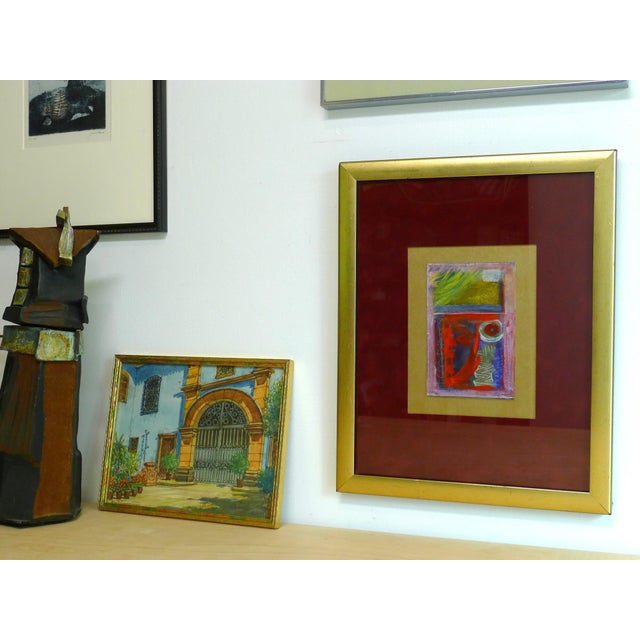 Late 20th C. Gestural Abstract Composition in Red, Violet and Gold ...