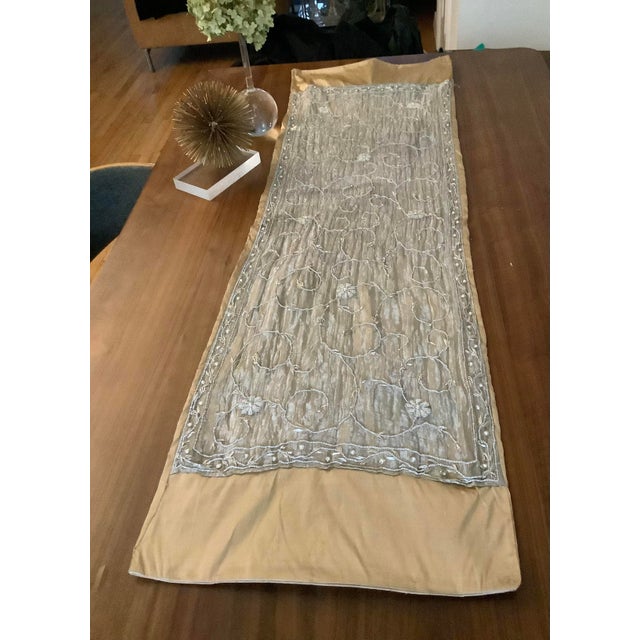 Asian Zardosi Embroidered Silk Decorative Table Runner Throw For Sale In New York - Image 6 of 10