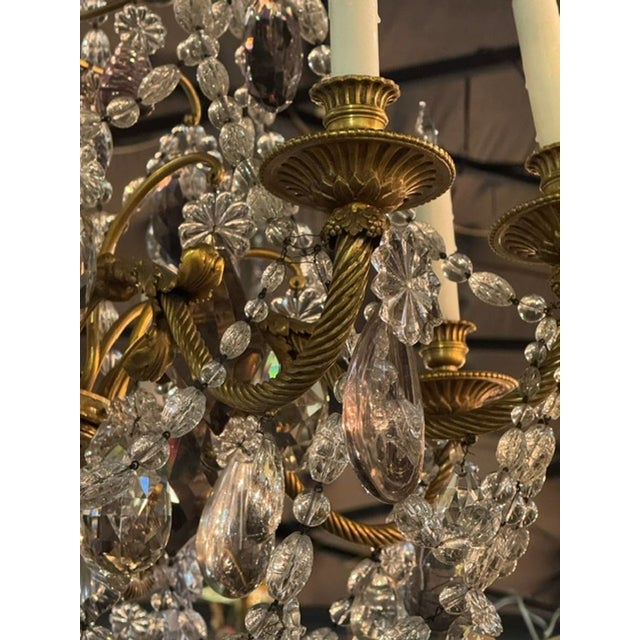 19th Century 19th Century French Gilt Bronze and Crystal Chandelier For Sale - Image 5 of 10