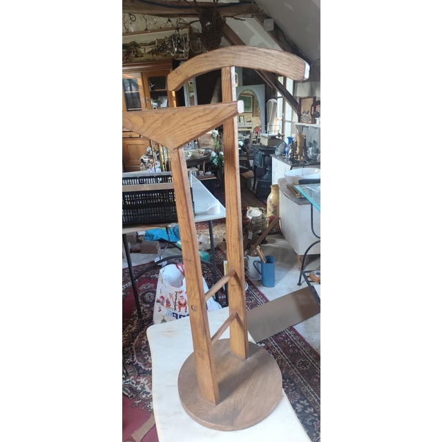 Wood Vintage Gentlemans Valet Stand in Oak, 1950s For Sale - Image 7 of 9