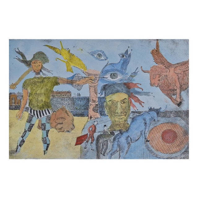 Andrzej Janeczko, My Sick Eyes, Etching Lavished with Watercolour, 2022, Etching For Sale