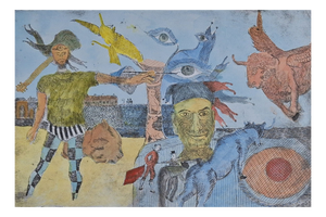 Andrzej Janeczko, My Sick Eyes, Etching Lavished with Watercolour, 2022, Etching