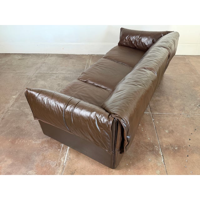 Vintage 1970's Danish Modern Leather Sofa For Sale - Image 11 of 16